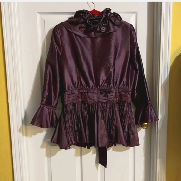 Satin Ruffled Blazer Jacket Blouse RICH - Picture 2 of 10